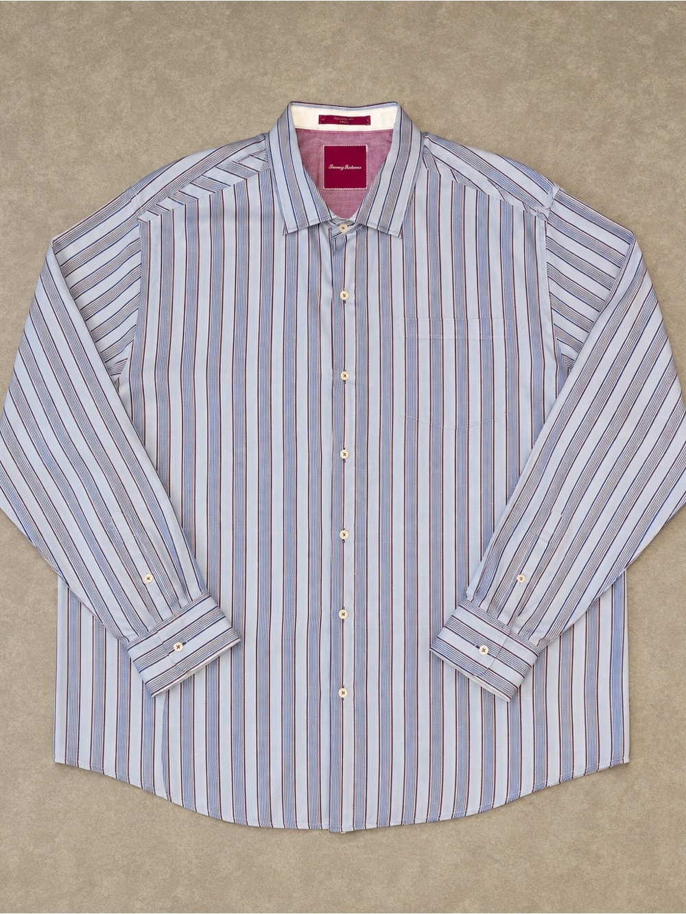 Tommy Bahama Men’s XXL Button Down Shirt 100% Cotton Striped Check Long Sleeve